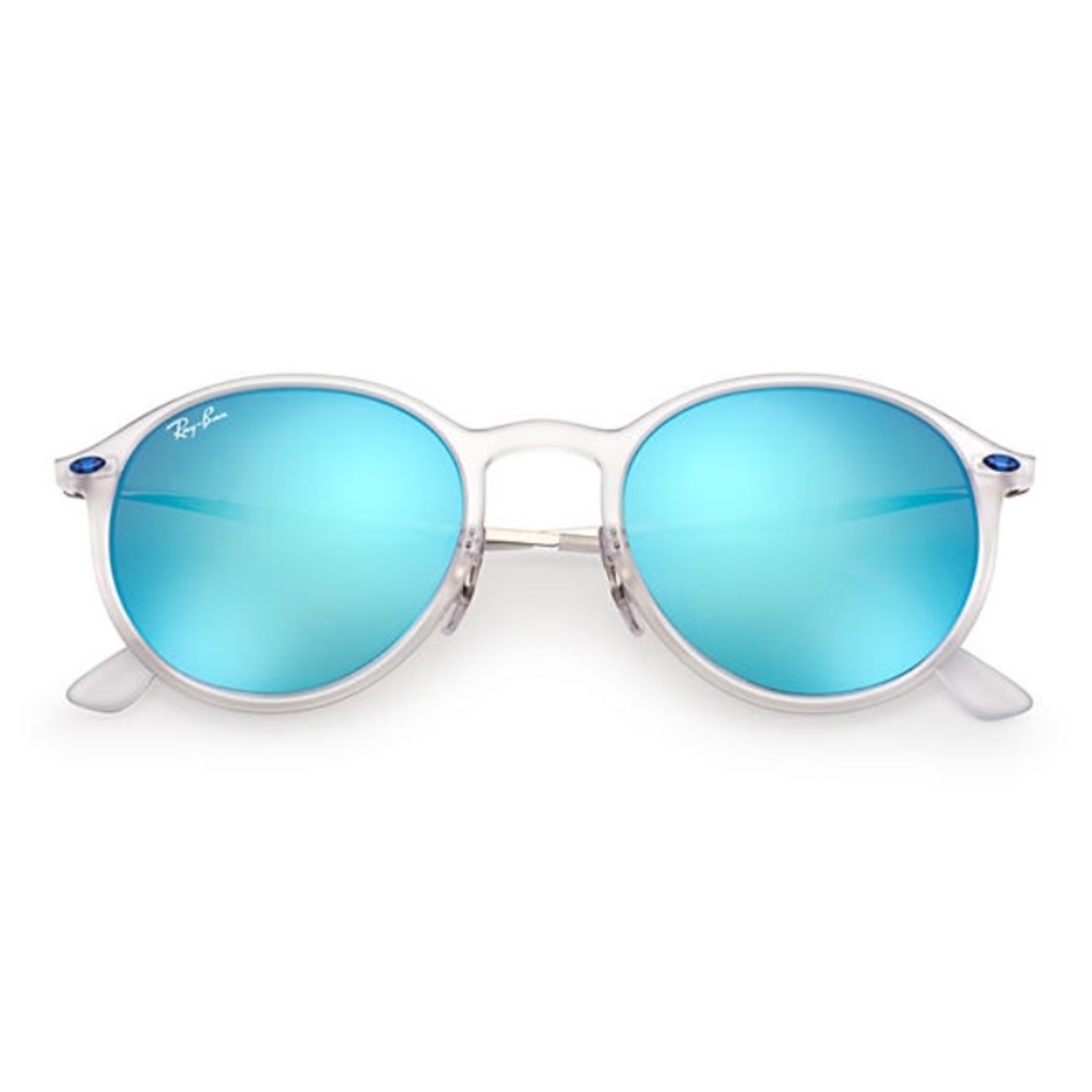 ray bans : blue mirror round light ray